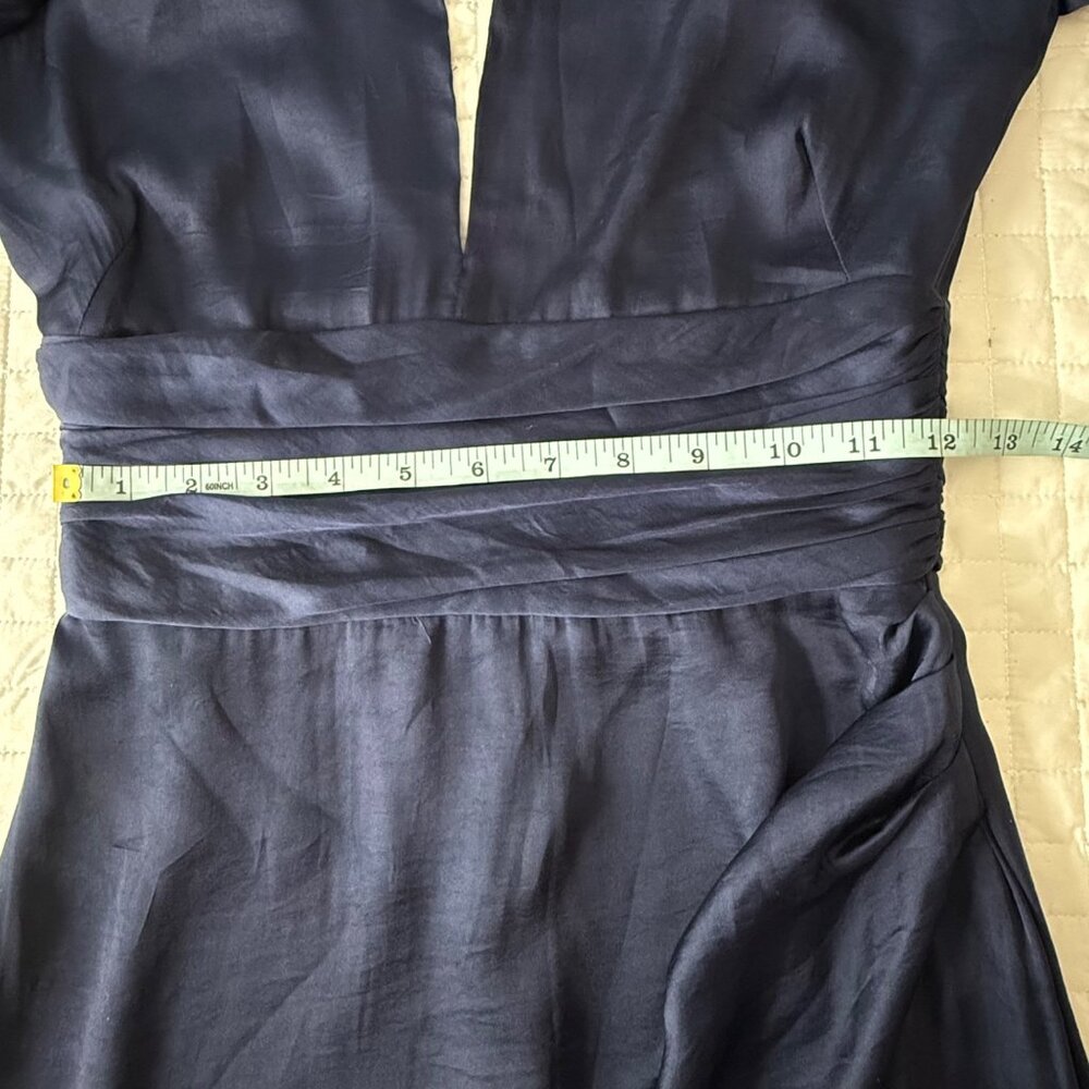 Bardot Navy Louise Tiered Dress 100% Polyester Long Sleeve Keyhole Back, Size 2 - Picture 8 of 12